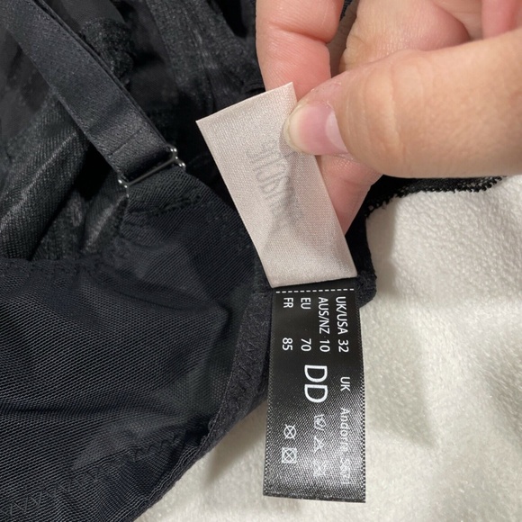 NWT PANACHE [ 32DD US ] Andorra Wireless Lace‎ Bra Bralette in Black - Picture 9 of 12